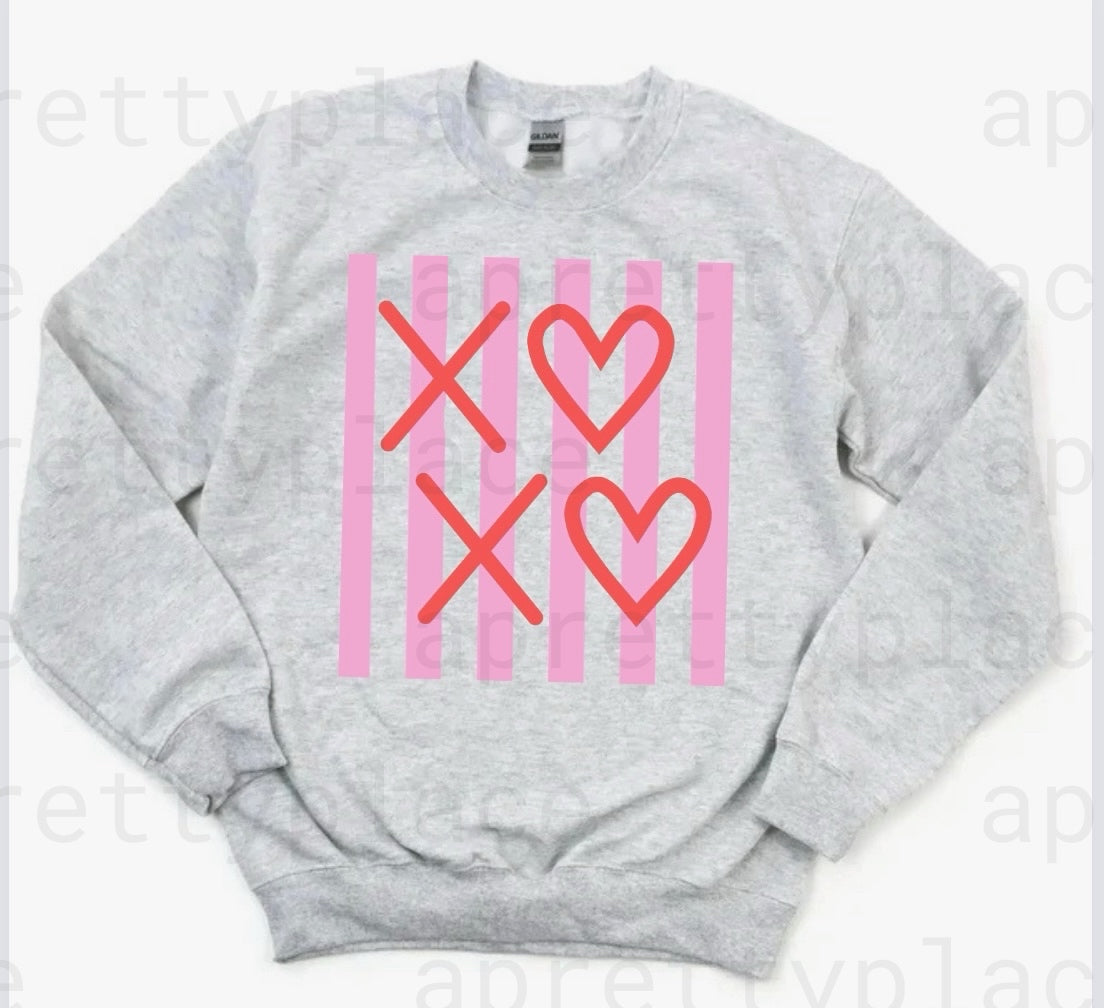Striped XOXO Crewneck